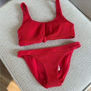 Hollister Red Ribbed Bikini Set